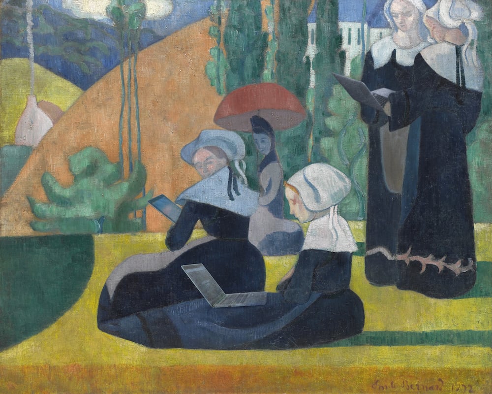 Emile Bernard - Breton Women with Umbrellas - bande passante - 62x53