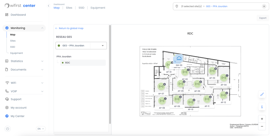 Implantation des bornes WiFi campus GES Jourdan EN