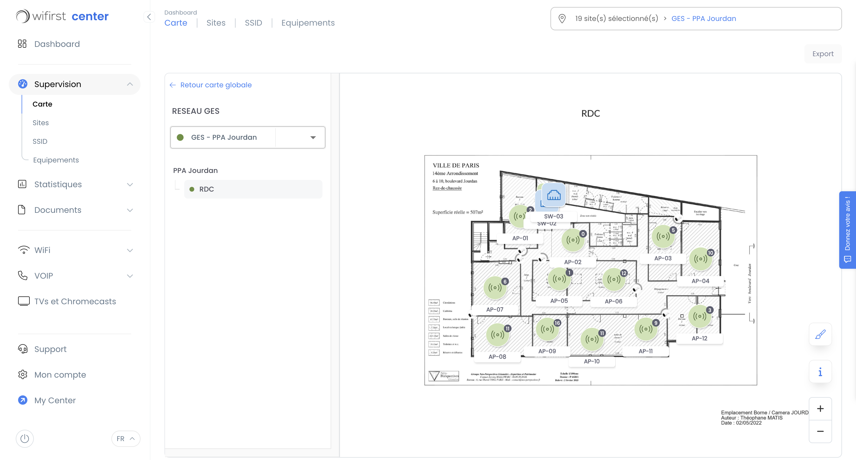 Implantation des bornes WiFi campus GES Jourdan