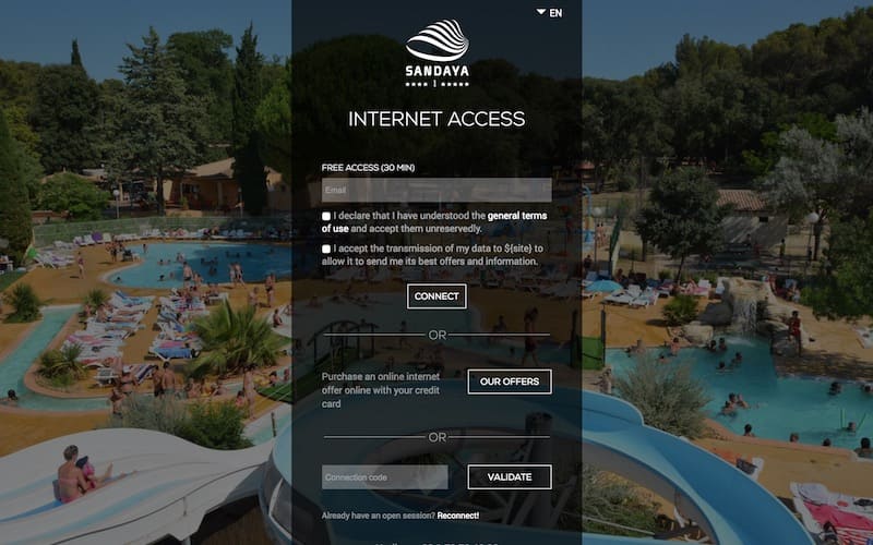 WiFi captive portal for outdoor hospitality