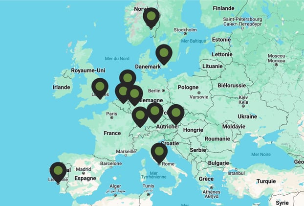 Carte des déploiements Wifirst x numa en Europe